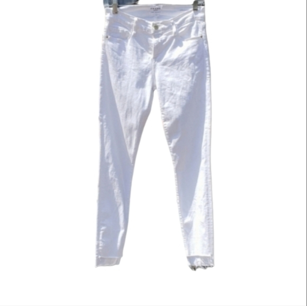 Frame Le Skinny De Jeanne Mid Rise Skinny Leg‎ White Jeans Size 6